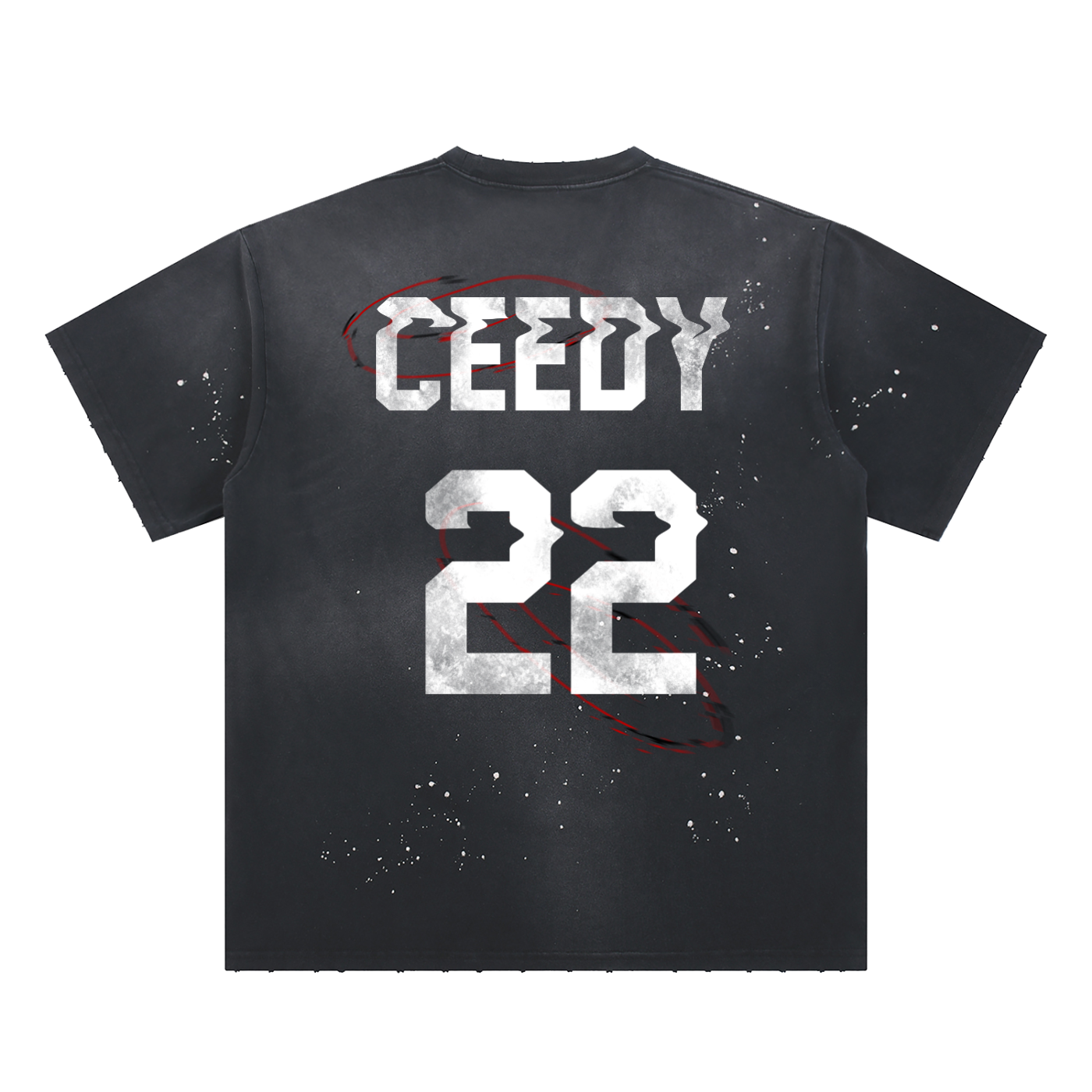 Ceedy Hand-Frayed Sunfade Paint Splatter T-Shirt