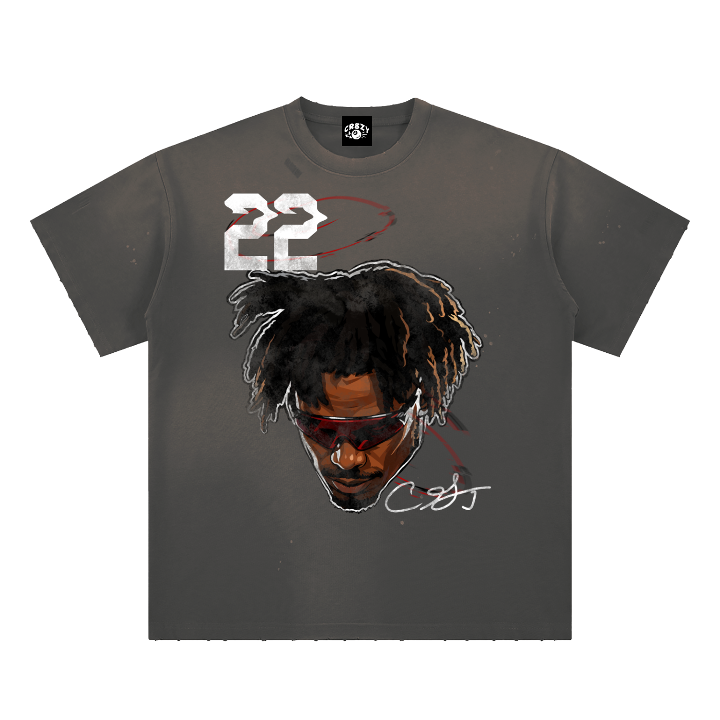 Ceedy Hand-Frayed Sunfade Paint Splatter T-Shirt