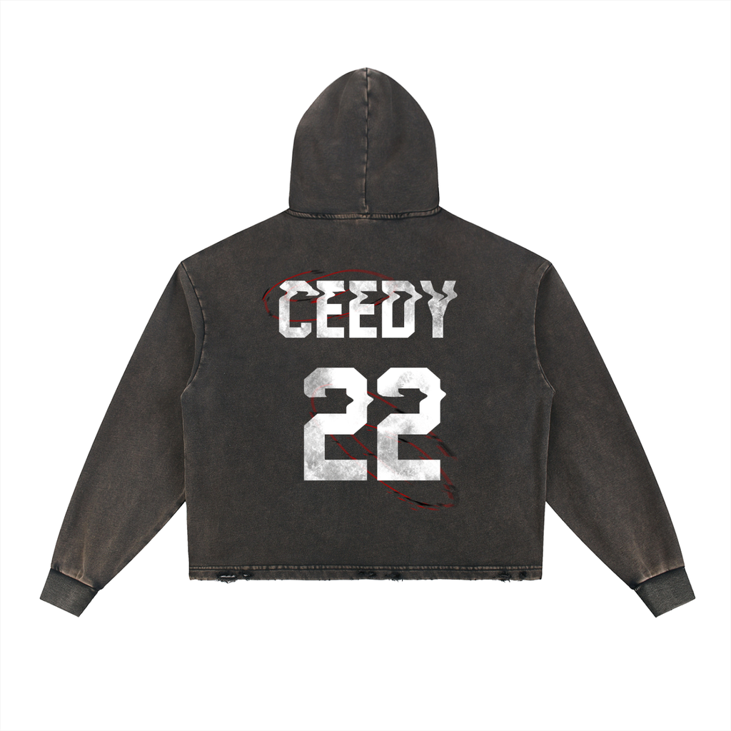 Ceedy Vintage Washed Frayed-Hem Hoodie
