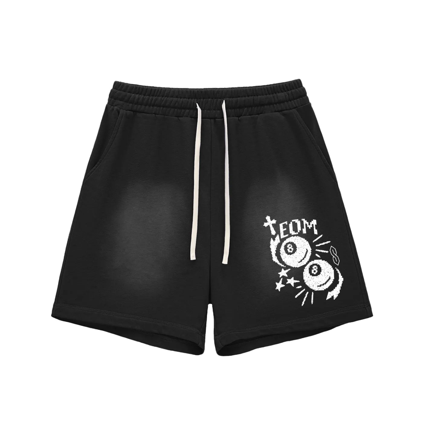 Sun Faded Raw Edge Cotton Shorts