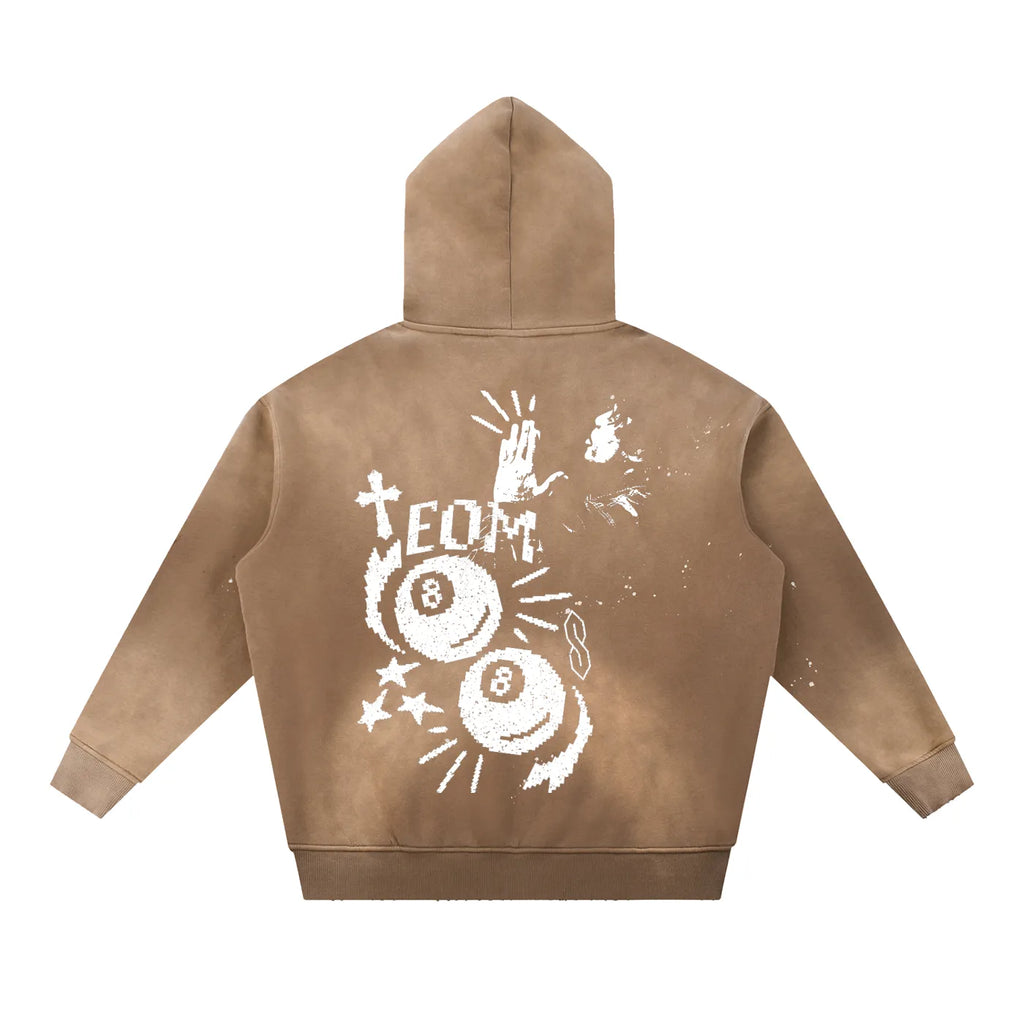 Ski Mask Vintage Washed Frayed Fleece Hoodie
