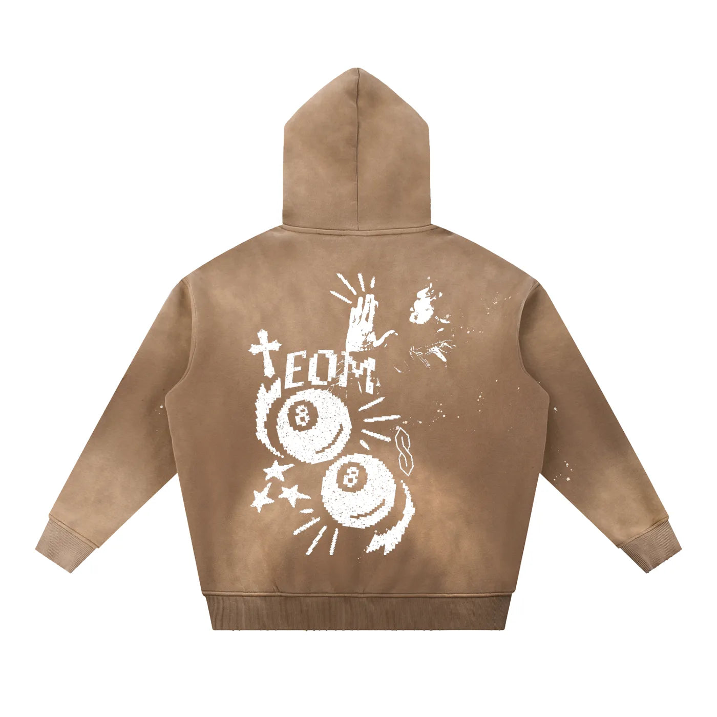 Ski Mask Vintage Washed Frayed Fleece Hoodie