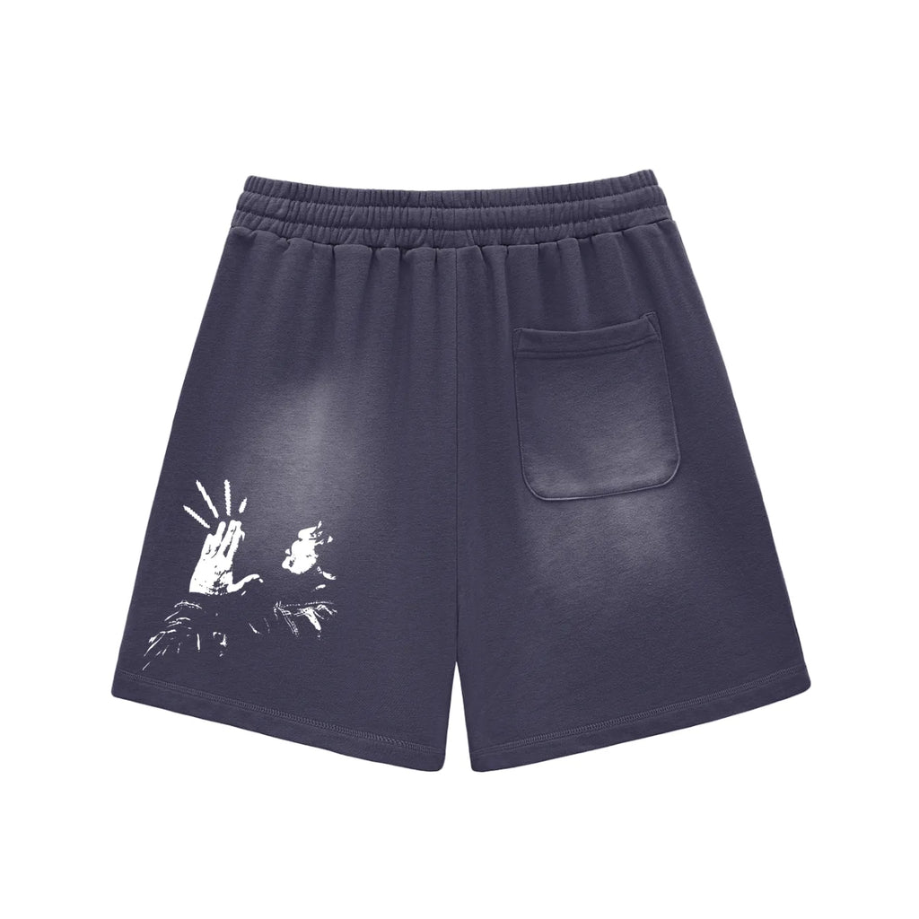Sun Faded Raw Edge Cotton Shorts