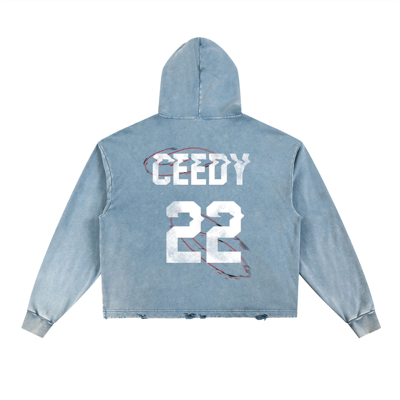 Ceedy Vintage Washed Frayed-Hem Hoodie