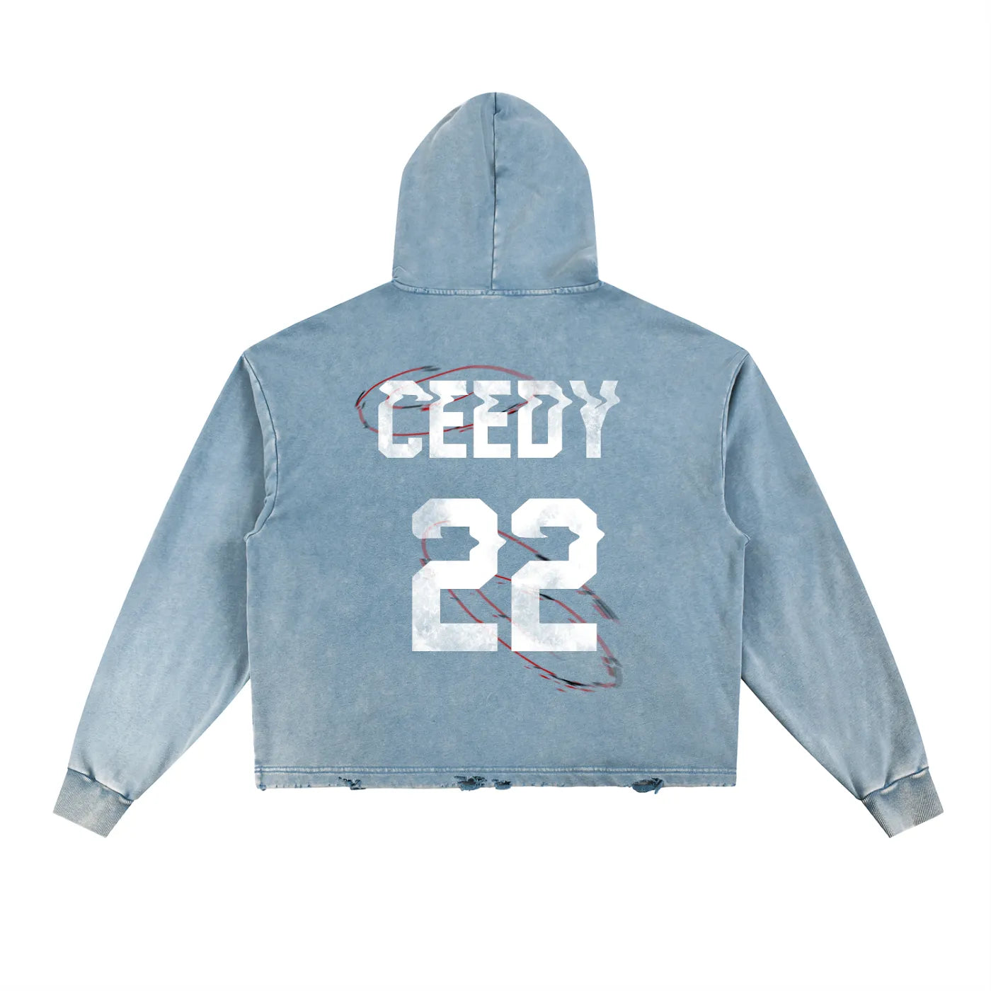 Ceedy Vintage Washed Frayed-Hem Hoodie