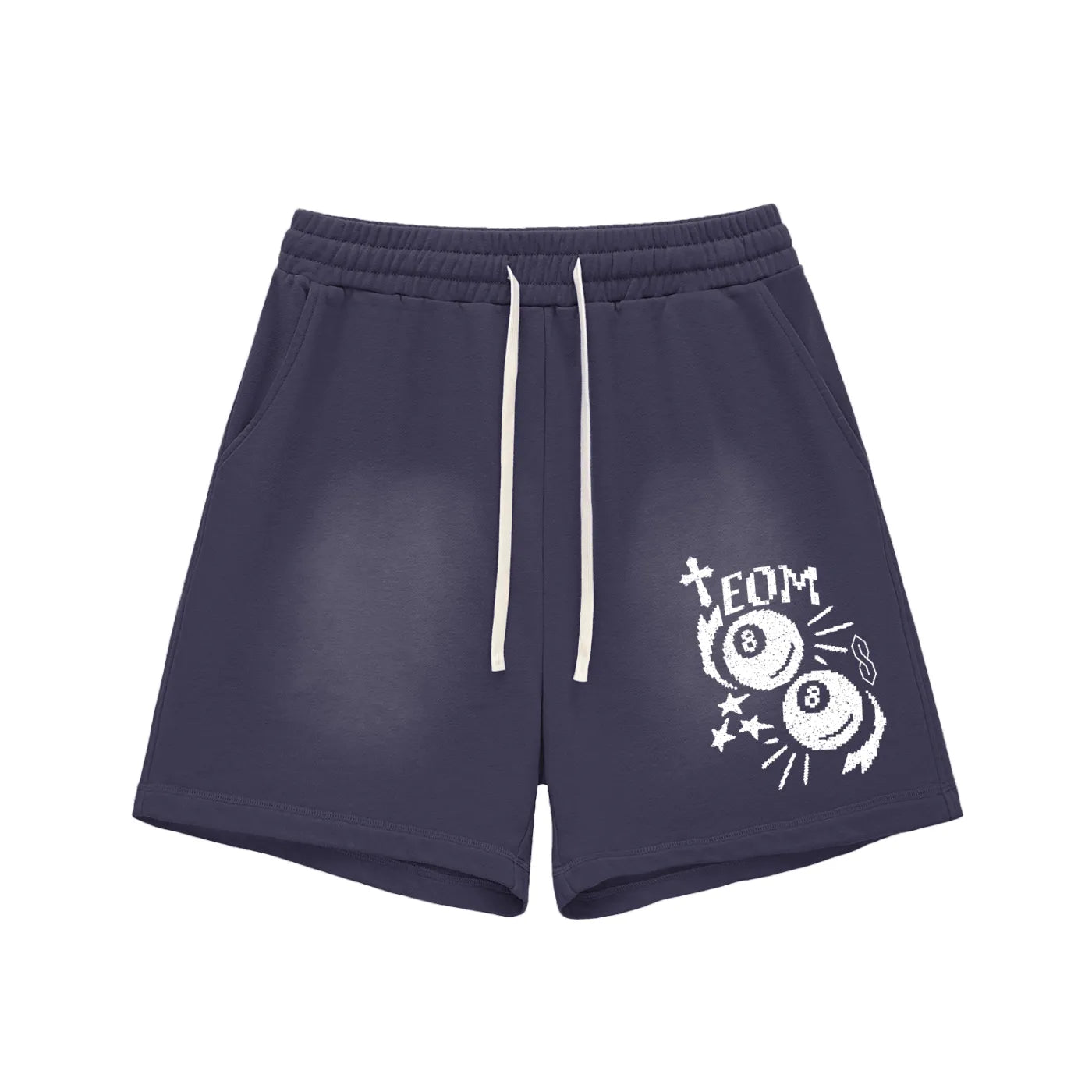 Sun Faded Raw Edge Cotton Shorts