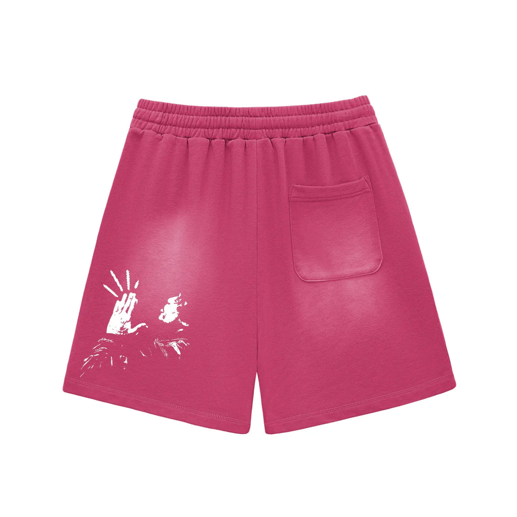 Sun Faded Raw Edge Cotton Shorts