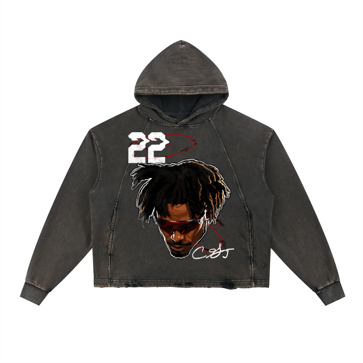 Ceedy Vintage Washed Frayed-Hem Hoodie