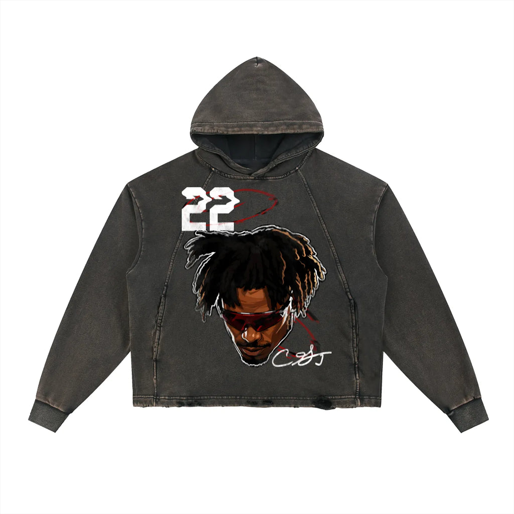 Ceedy Vintage Washed Frayed-Hem Hoodie