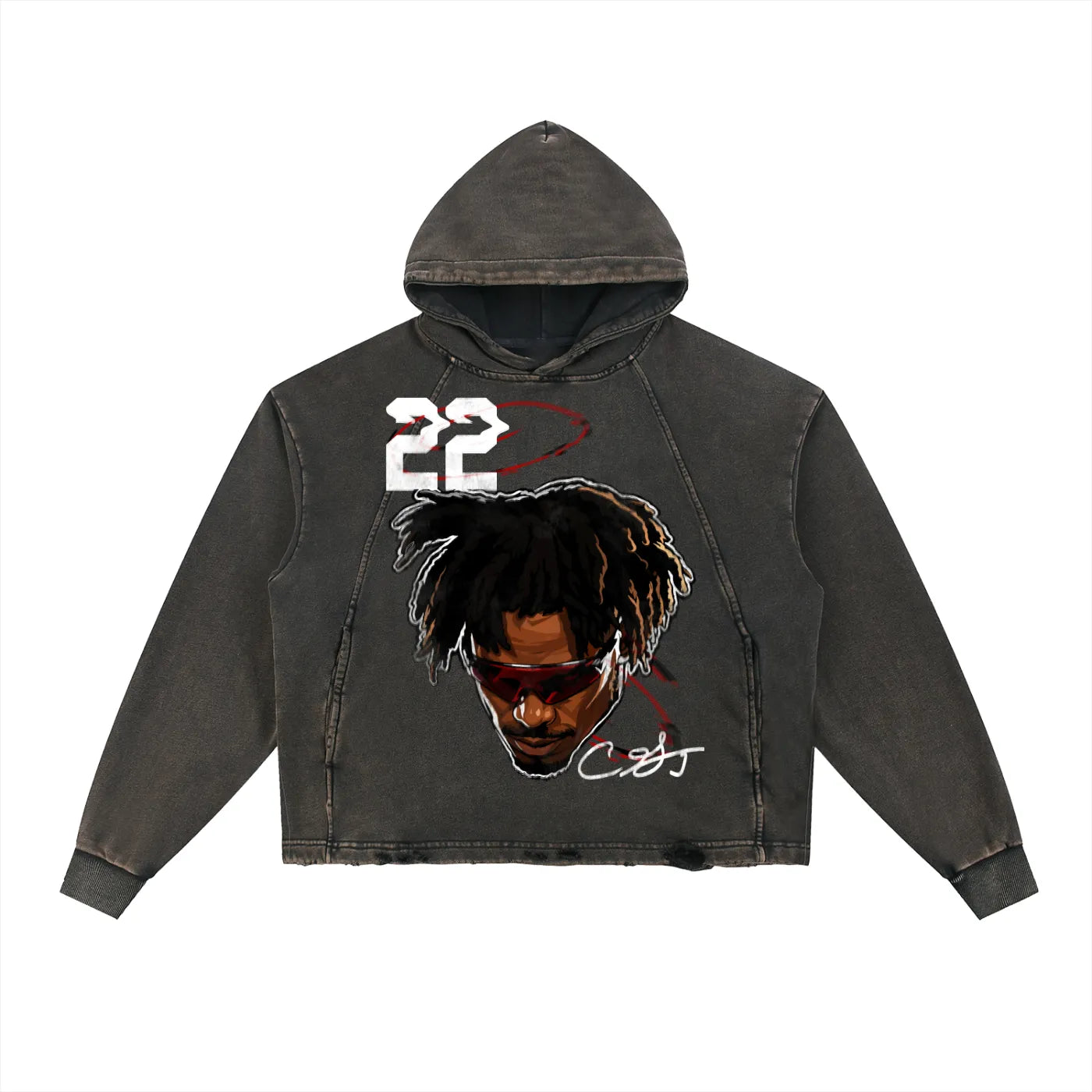 Ceedy Vintage Washed Frayed-Hem Hoodie