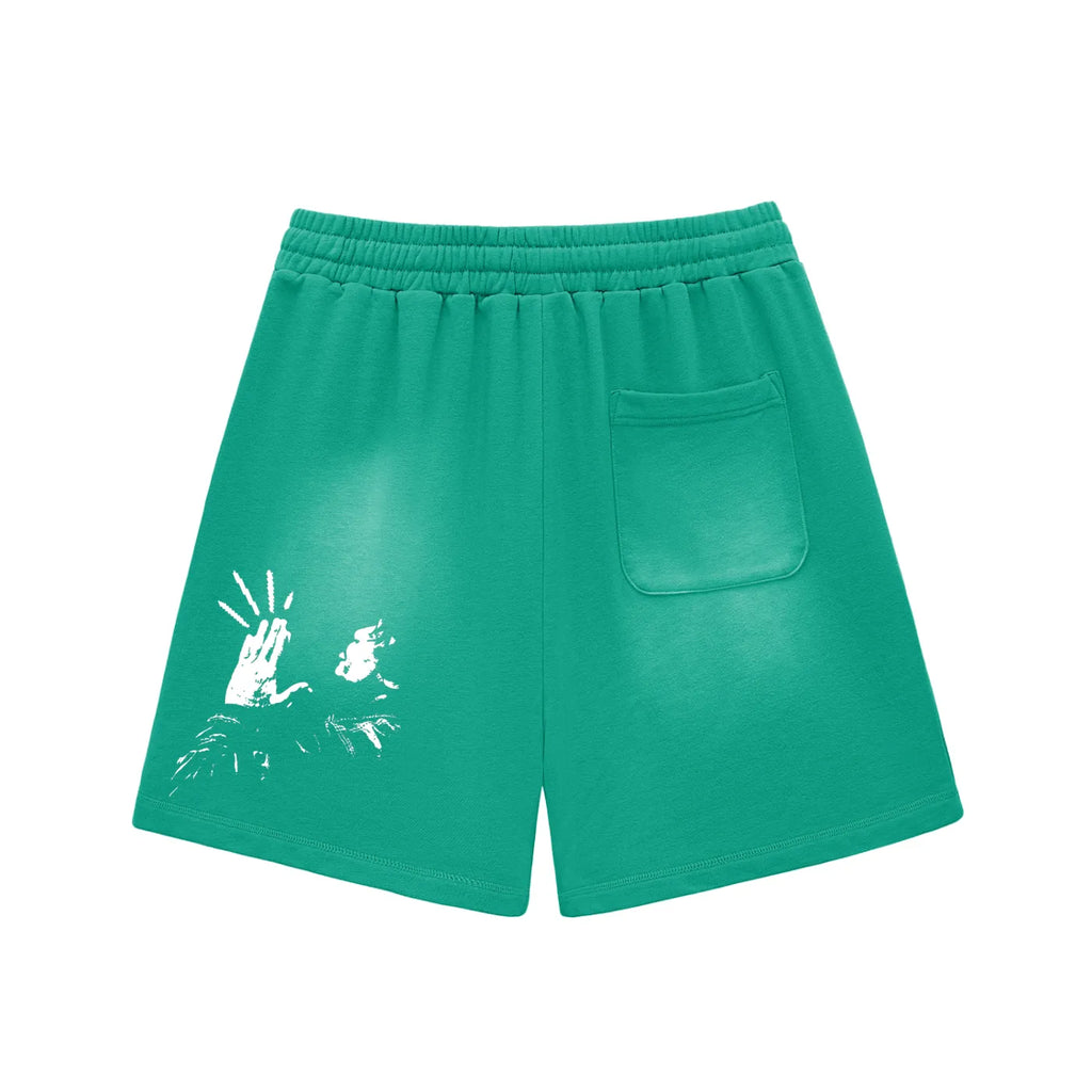Sun Faded Raw Edge Cotton Shorts