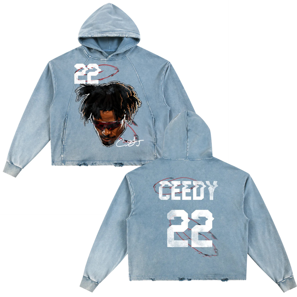 Ceedy Vintage Washed Frayed-Hem Hoodie
