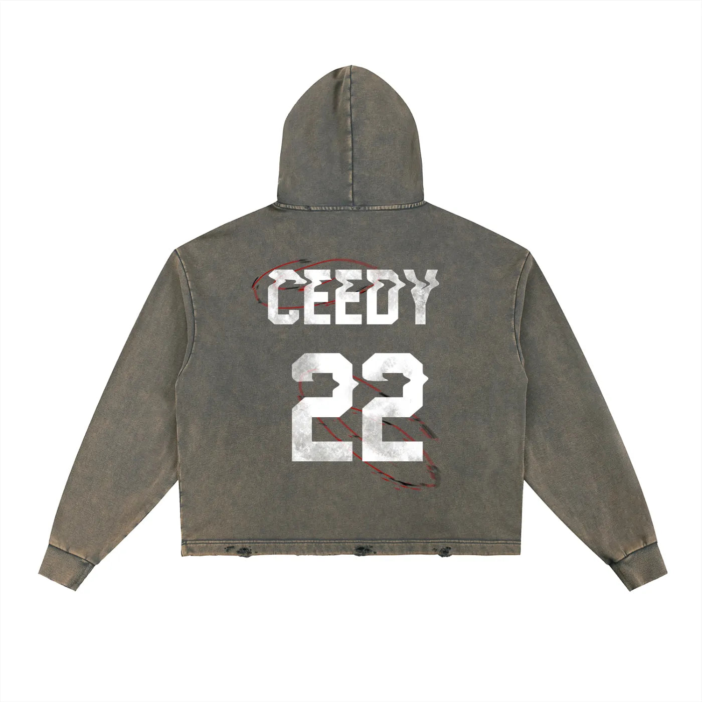 Ceedy Vintage Washed Frayed-Hem Hoodie