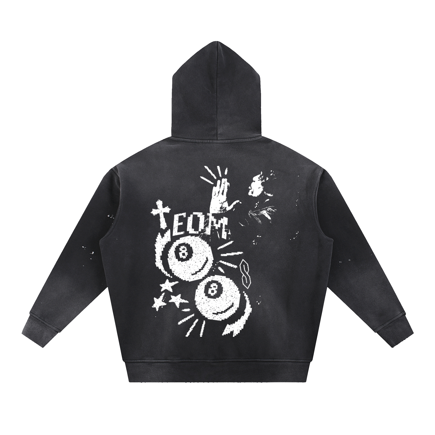 Ceedy Ski Mask Vintage Washed Frayed Fleece Hoodie