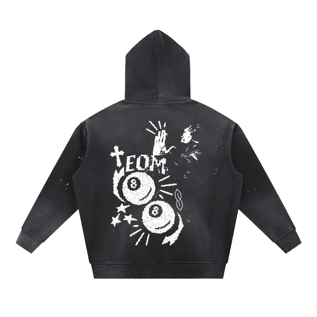 Ski Mask Vintage Washed Frayed Fleece Hoodie