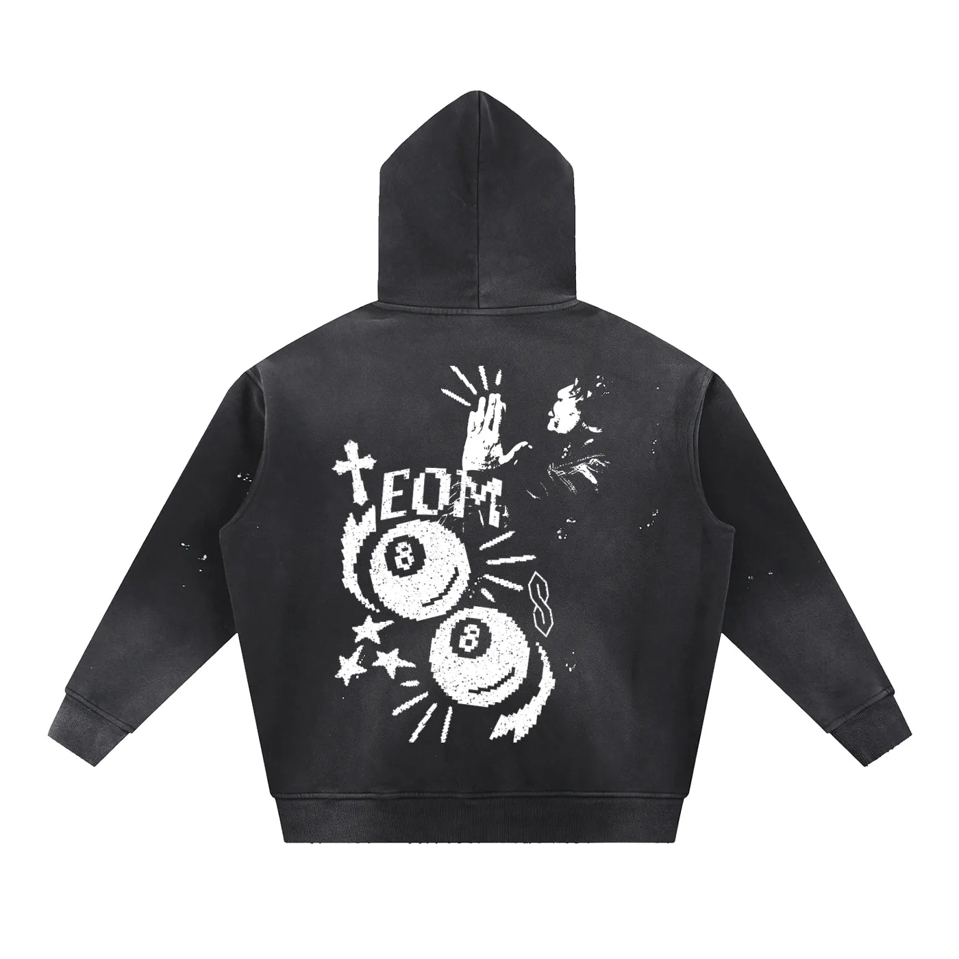 Ski Mask Vintage Washed Frayed Fleece Hoodie