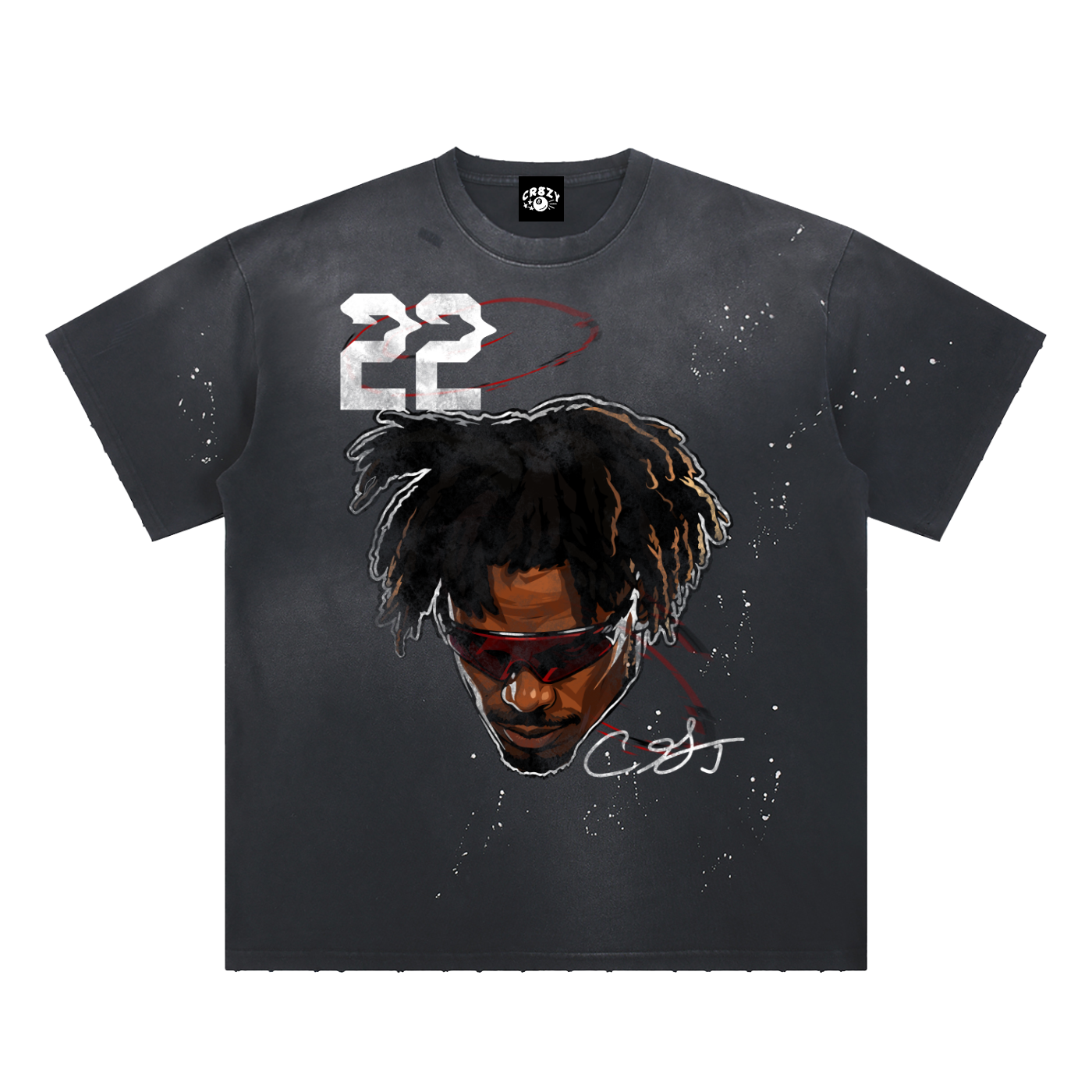 Ceedy Hand-Frayed Sunfade Paint Splatter T-Shirt