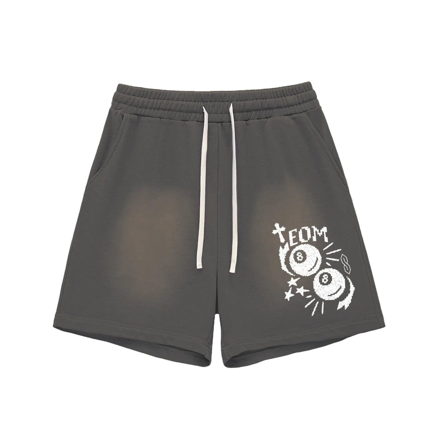 Sun Faded Raw Edge Cotton Shorts